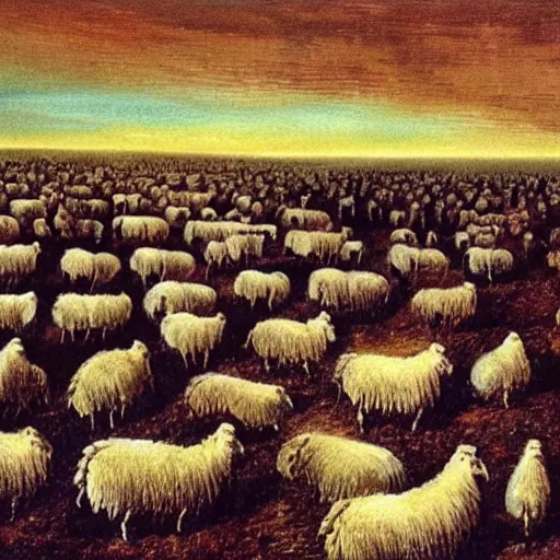 Image similar to 1 0 0 0 s of sheep for sleeping, dream, concept art, by salvador dali