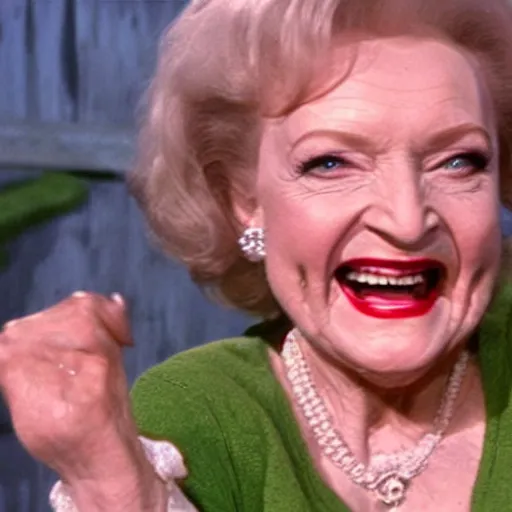 Prompt: betty white as the incredible hulk