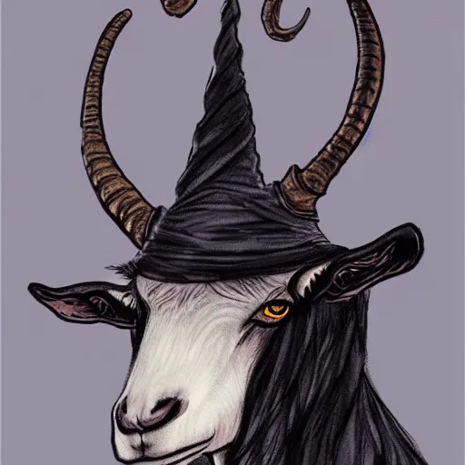 Image similar to a witch as a goat, concept art