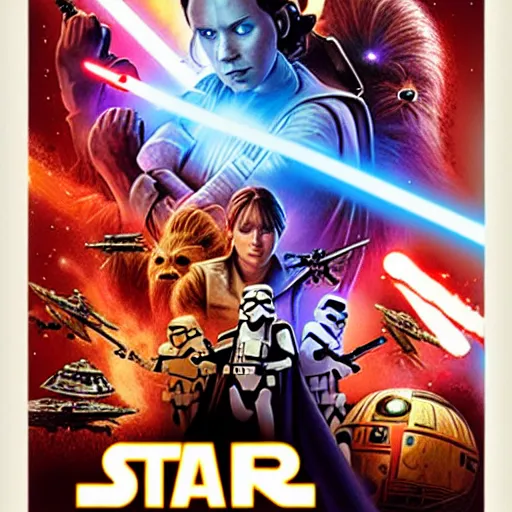 Image similar to Poster of Star Wars XII, by Drew Struzan, digital art, trending, hyper-detailed