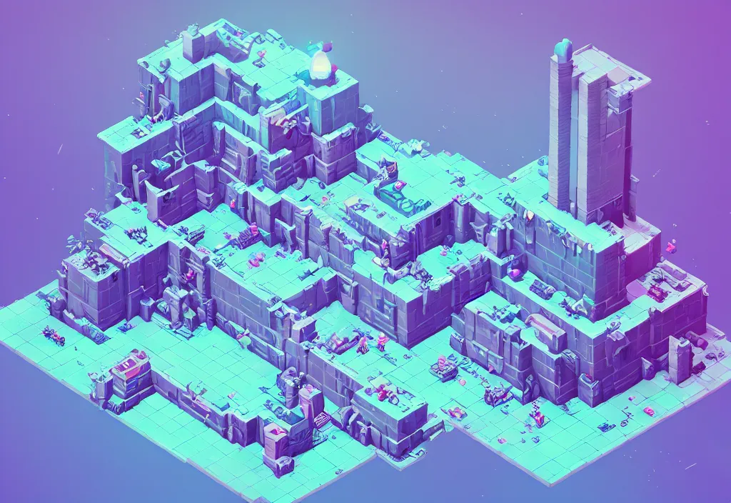 Image similar to hospital isometric magicavoxel bloodborne no mans sky, vaporwave, cinematic lighting, 4 k