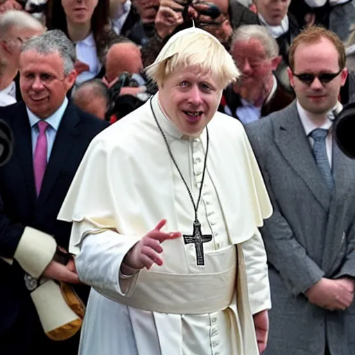 Image similar to Boris Johnson as the Pope, high quality photograph