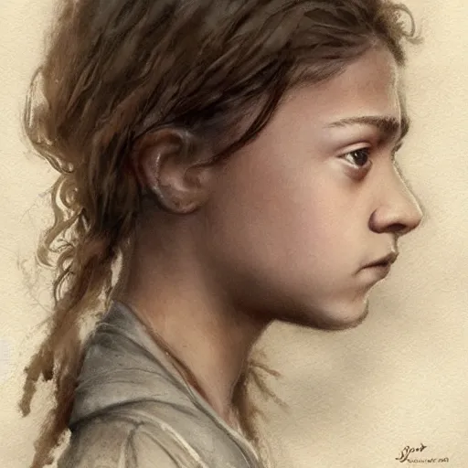 Prompt: portrait of zendaya as arya stark, by jean - baptiste monge