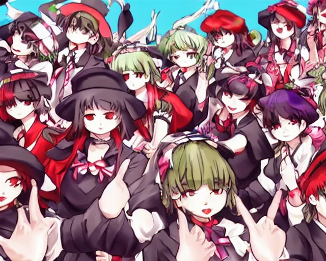 Prompt: touhou mosh pit