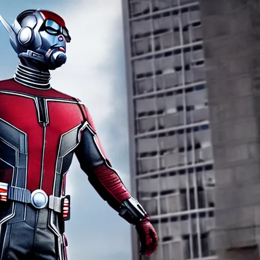 Image similar to film still of Joseph Gordon Levitt as antman in new avengers film, 4k