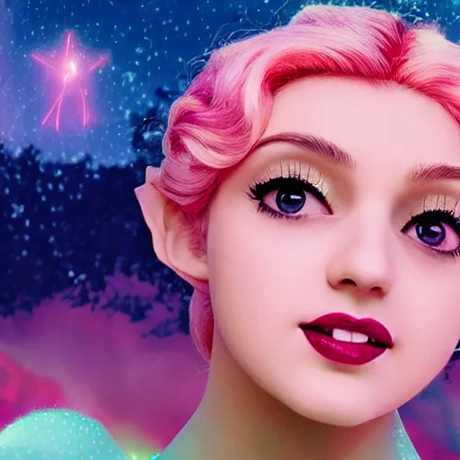 Image similar to Princess Peach pixie dream girl in an A24 film aesthetic!!!