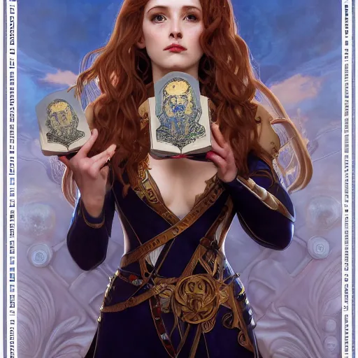 Image similar to Sallya from fire Emblem with skull and books drawn by Donato Giancola and Tom Bagshaw, face by Artgerm, overall design by Alphonse Mucha, background by James Jean and Gustav Klimt, light by Julie Bell, 4k, porcelain skin, komorebi, french nouveau, trending on artstation, octane render, hyperrealistic