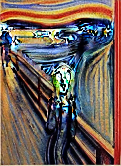 Prompt: “The Scream by Edvard Munch with a cat”