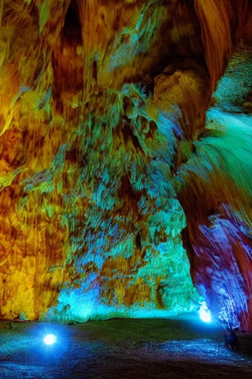 Image similar to photograph of inside of beautiful glowing caves