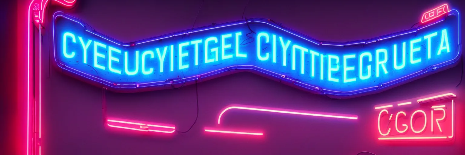 Prompt: beautiful photography of a neon light tube signage that reads cyber beauty, cyber neon lighting, futurism, high detail, hyper photo realistic, digital photography, artstation, pinterest, concept art, art by pascal blanche and greg rutkowski, octane render 4 k, ray tracing,