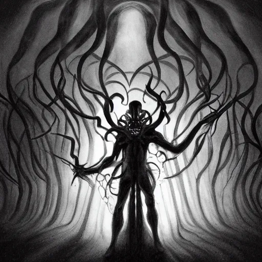 Prompt: Viral void tendrils, darkness reigns supreme, shadows creeping in