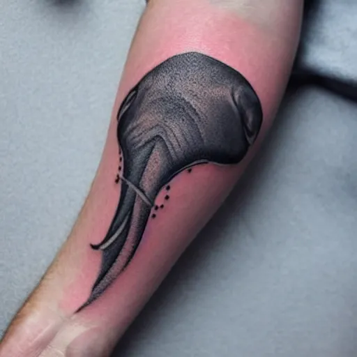 Prompt: tattoo of a spermwhale, edges only, minimalistic