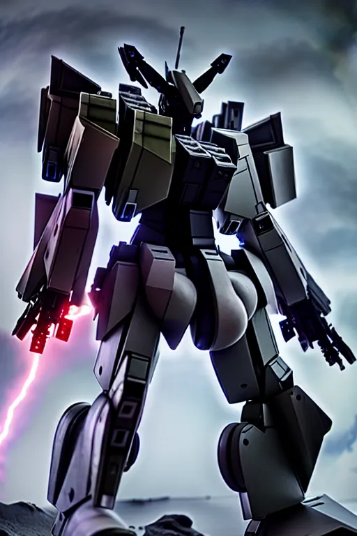 Prompt: hyper detailed 8 k cinematic still, rendering with volumetric lightning and ray tracing, show case of a skinny full body aggressive armored core gundam jaeger, weathering armor plating, decipticon armor plating, aggressive head, endoekeleton exposure