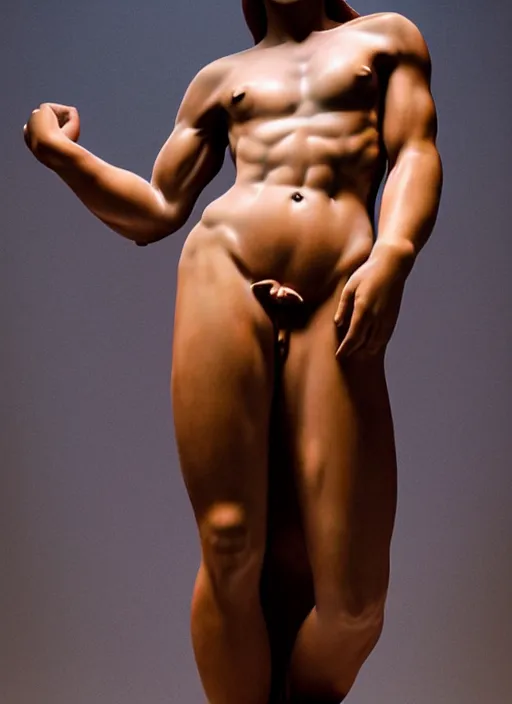 Image similar to a female version of the David by Michelangelo, studio lighting