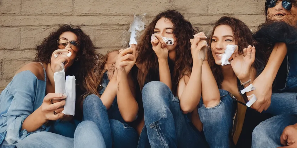 Image similar to photo of happy friends smoking