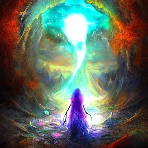 Image similar to colorful portal to another realm, apocalyptic fantasy, mmo, digital art