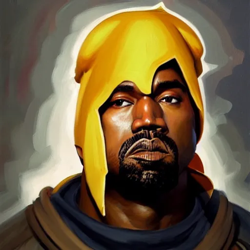 Image similar to Greg Manchess portrait painting of Kanye West mage as Overwatch character, wacky, medium shot, asymmetrical, profile picture, Organic Painting, sunny day, Matte Painting, bold shapes, hard edges, street art, trending on artstation, by Huang Guangjian and Gil Elvgren and Sachin Teng