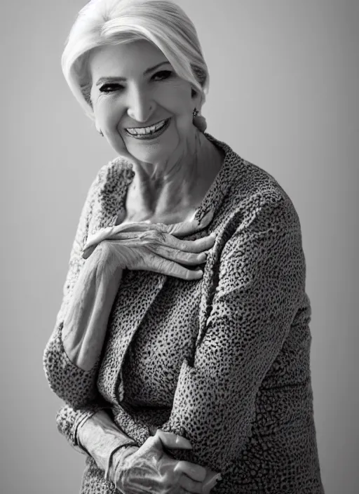 Prompt: dslr photo portrait still of 7 5 year old age 7 5 ivanka trump at age 7 5!!!, 8 5 mm f 1. 8