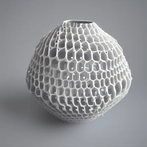 Prompt: 3d printed vase, Voronoi, parametric design