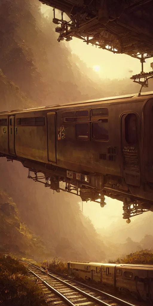 Image similar to highly detailed train in gta v, stephen bliss, unreal engine, fantasy art by greg rutkowski, loish, rhads, ferdinand knab, makoto shinkai and lois van baarle, ilya kuvshinov, rossdraws, tom bagshaw, global illumination, radiant light, detailed and intricate environment