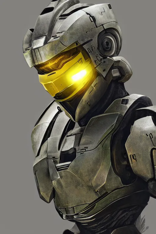 Image similar to robot ninja mask helmet halo master chief radiating a glowing aura global illumination ray tracing hdr fanart arstation by ian pesty and katarzyna da „ bek - chmiel