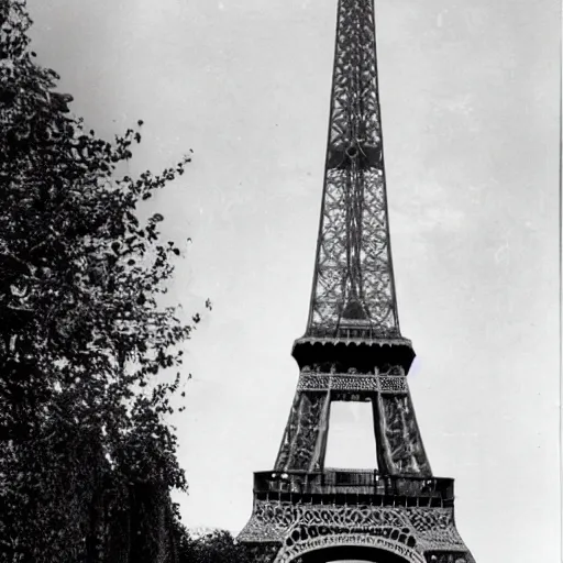 Image similar to a demolished and ruined eiffel tower