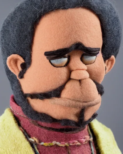 Image similar to tuco salamanca as a muppet. highly detailed felt. hyper real photo. 4 k.