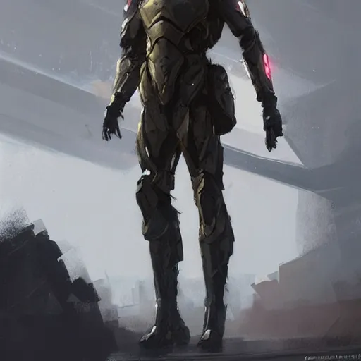 Image similar to concept art by greg rutkowski, a futuristic soldier, roughly from the 2 5 th century, wearing a futuristic tactical gear, elegant, baroque and renaissance look, artstation hq.