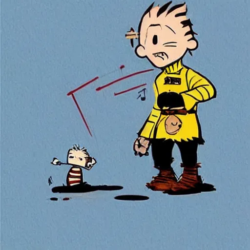 Image similar to star wars jedis in the style of calvin and hobbes, bill watterson