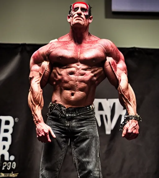 Prompt: Frankenstein enters a bodybuilding competition and wins, photojournalism, award-winning photograph