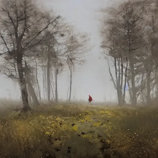 Prompt: painting by jakub rozalski of a land overgrown with roots