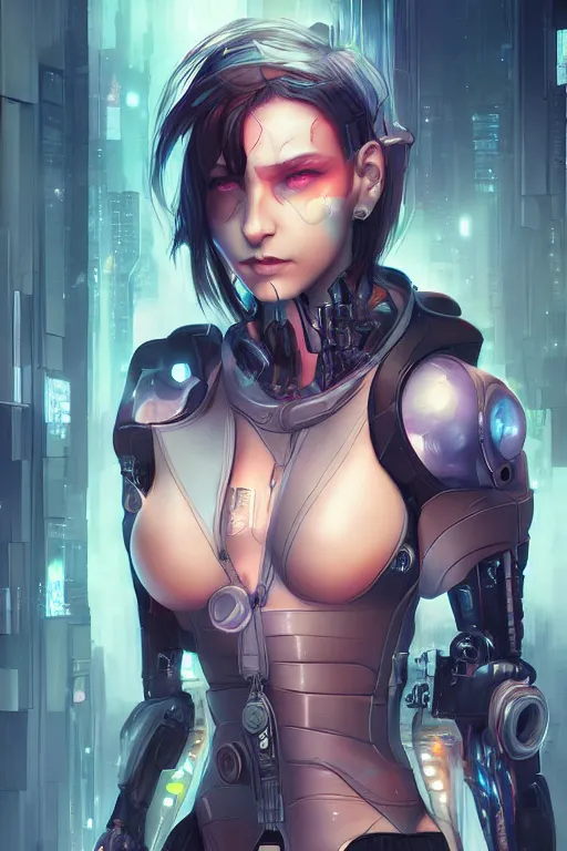 Prompt: Cyberpunk character art, by WLOP and artgerm, illustration, transhuman, tone mapped