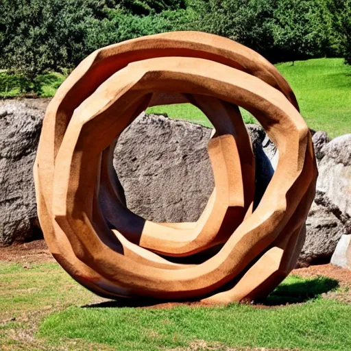 Prompt: sculpture by ursula von rydingsvard shaped like an ouroboros