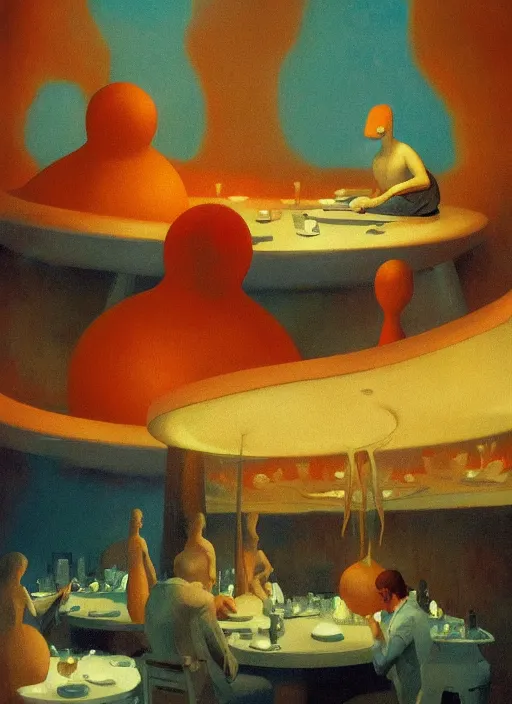 Image similar to spherical lava people at underwater restaurant Edward Hopper and James Gilleard, Zdzislaw Beksinski highly detailed