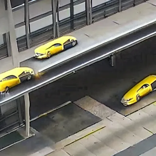 Image similar to cctv footage of banana car in parking station
