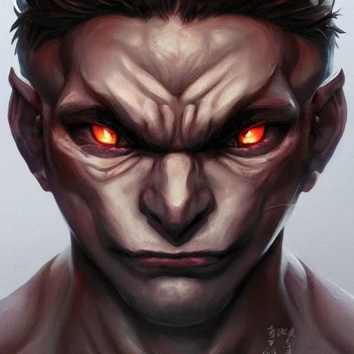 Image similar to anime portrait of a goblin from high fantasy as a muscular anime boy by stanley artgerm lau, wlop, rossdraws, james jean, andrei riabovitchev, marc simonetti, and sakimichan, trending on artstation