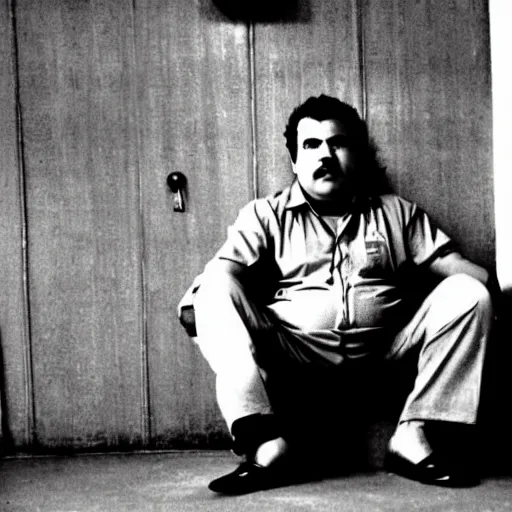 Prompt: Pablo Escobar sitting in expensive and decorated prison cell