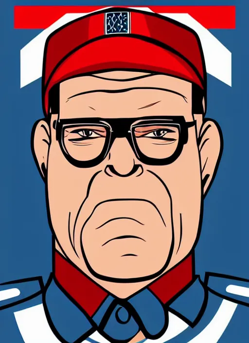 Image similar to propaganda poster hank hill as dictator of the soviet union, 8 k, trending on artstation