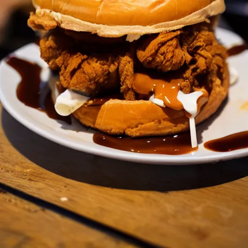 Fried Chicken Ice Cream Sandwich with a drizzle of maple syrup : r