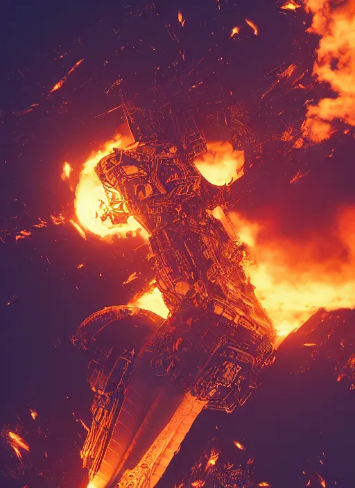 Prompt: Endeavor, flames, light atmosphere, cinematic shot, intricate, ornate, photorealistic, ultra detailed, realistic, 100mm, photography, octane, high definition, depth of field, bokeh, 8k, artstation