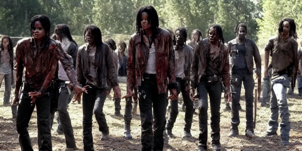 Prompt: ''sitll of michael jackson in the walking dead''