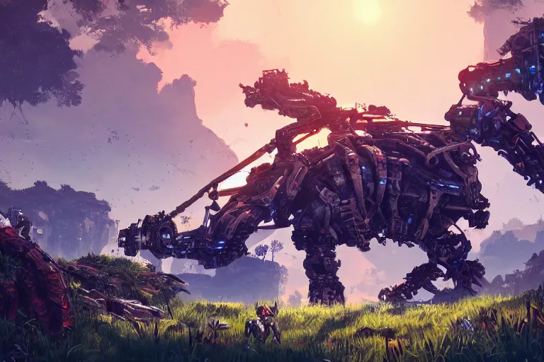 Image similar to burrower machine mecanical creature robot of horizon forbidden west horizon zero dawn bioluminiscence global illumination ray tracing hdr fanart arstation by ian pesty and alena aenami artworks in 4 k