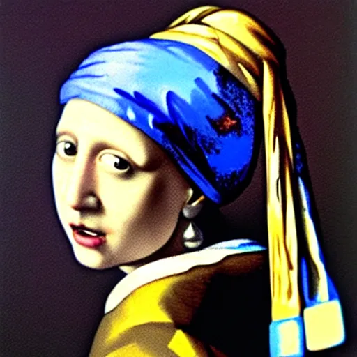 Image similar to Nicholas Cage with a Pearl Earring, Painting by Johannes Vermeer