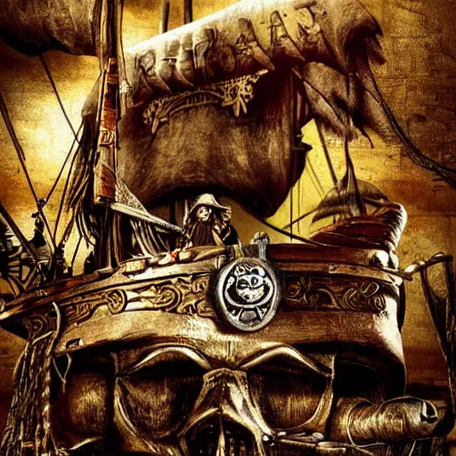 Prompt: jack sparrow drinks rum from bottle at his pirate ship, focus, 3 d illustration, sharp, intricate, poster, bottle of rum, pirate ship at background, photo, detailed photo, scene from pirates of caribbean