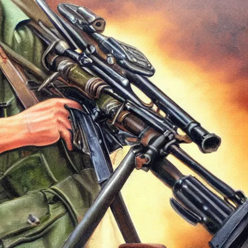 Prompt: mg 4 2 machine gun, german, oil painting, detailed, high quality