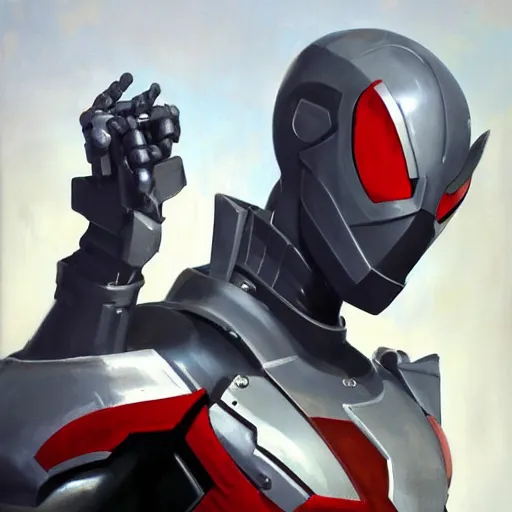 Image similar to greg manchess portrait painting of armored spiderman ultraman grey fox from metal gear cyborg gay japanese - american hybrid as overwatch character, medium shot, asymmetrical, profile picture, organic painting, sunny day, matte painting, bold shapes, hard edges, street art, trending on artstation, by huang guangjian and ail elvgren and sachin teng