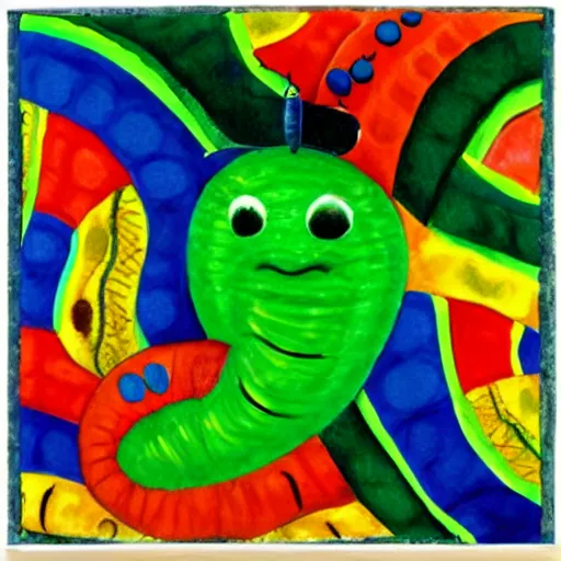 Prompt: Very hungry caterpillar, by Eric Carle