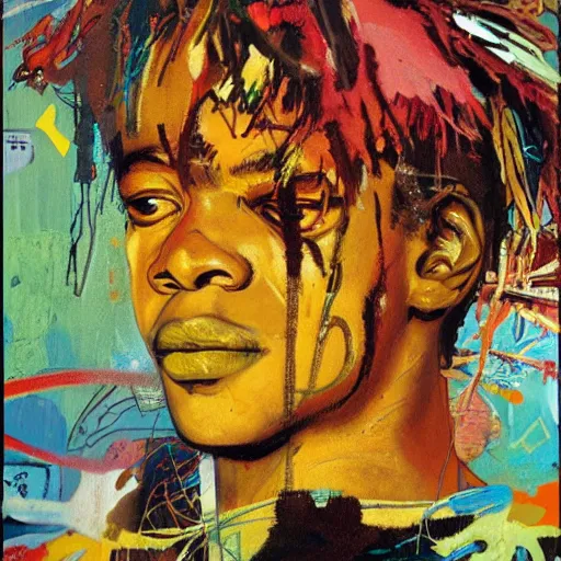 Prompt: after the rain comes sun, after the sun comes rain again. by basquiat and mucha and wlop