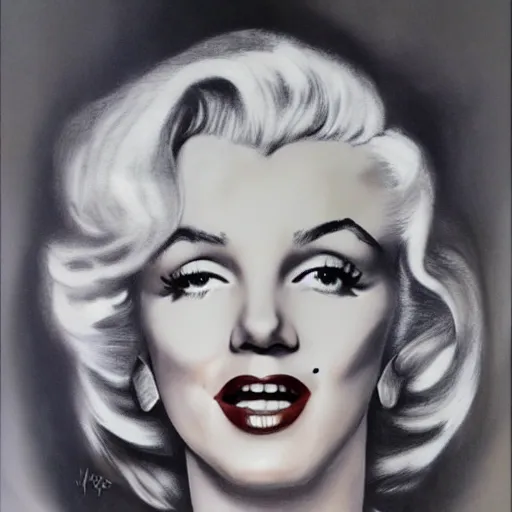 Image similar to pencil art, detailed portrait of marilyn monroe, full body view, intricate, hyper detailed, realistic, oil painting, by julie bell, frank frazetta, cinematic lighting