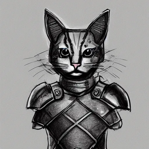 Image similar to cat in knights armor sketch